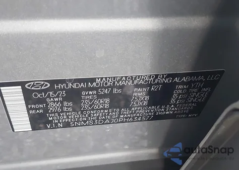2023 Hyundai Santa Fe Sel from USA, damaged, VIN 5NMS3DAJ0PH634577